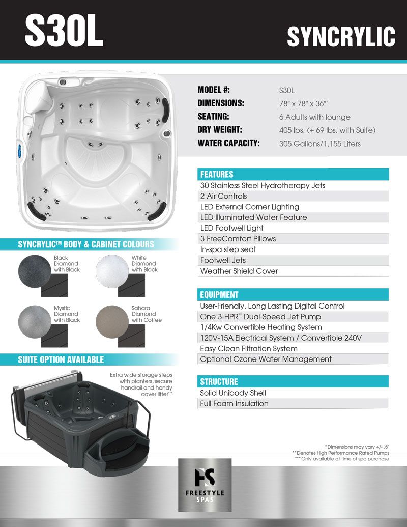 Syncrylics - S30L Hot Tub 120V - Syncrylics - Products - Aqua-Blue Welland